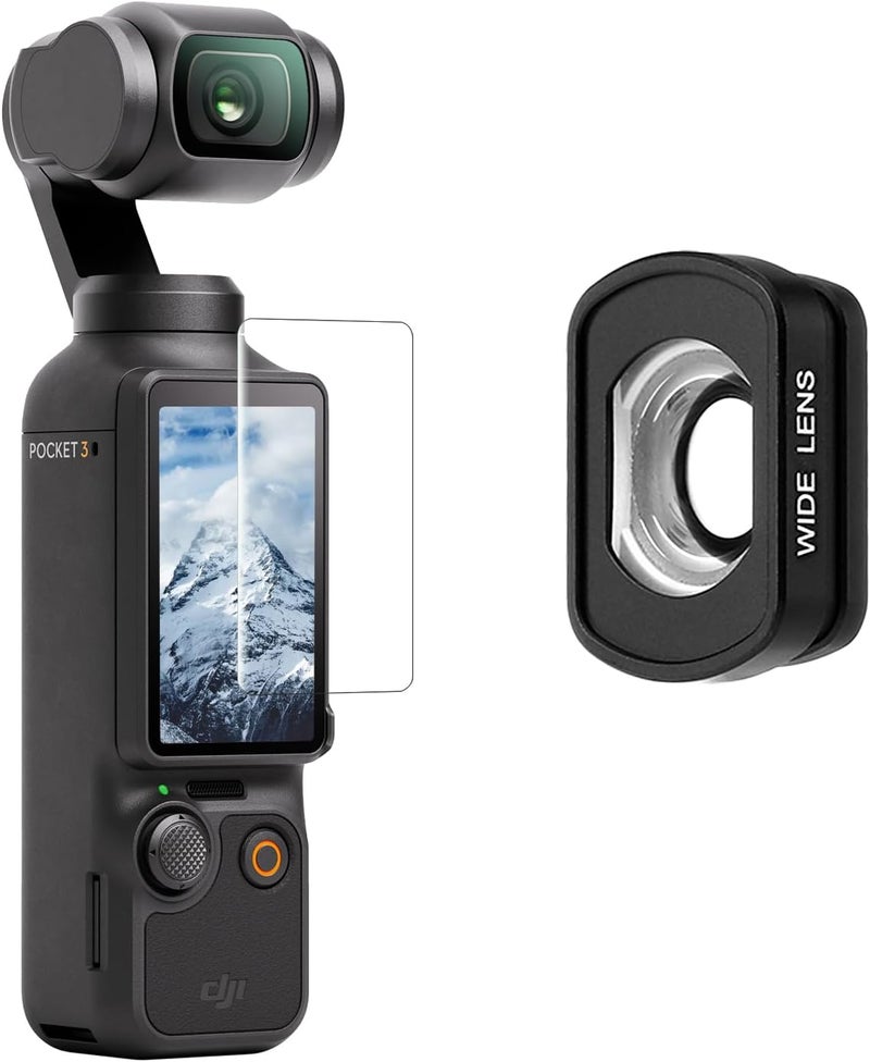 Ruittos عدسة زاوية واسعة متوافقة مع DJI Osmo Pocket 3، تركيب مغناطيسي/مطلية متعددة/زجاج بصري (قم بتوصيل عدسة الزاوية الواسعة لتوسيع مجال الرؤية إلى 112° والتقاط المزيد في كل إطار) - Image 1